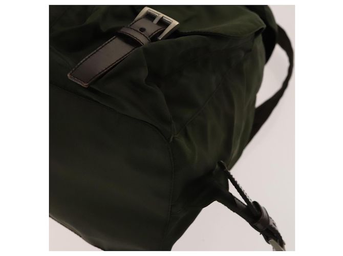 PRADA Backpack Nylon Khaki Silver Auth ki5908 Silvery - view 16