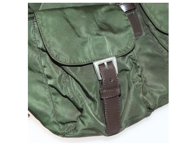 PRADA Backpack Nylon Khaki Silver Auth ki5908 Silvery - view 26