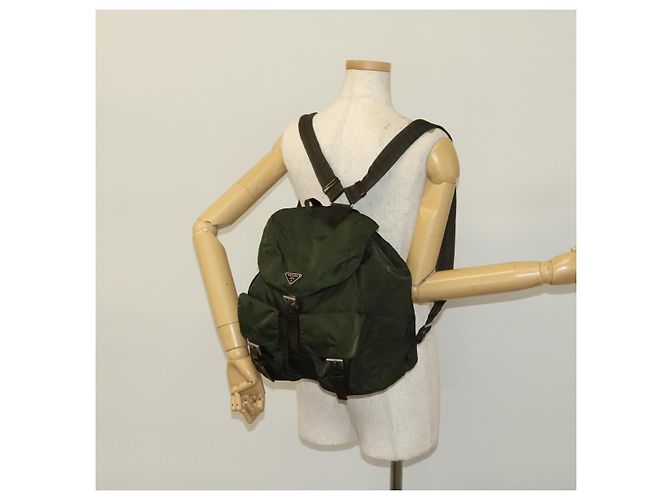 PRADA Backpack Nylon Khaki Silver Auth ki5908 Silvery - view 28