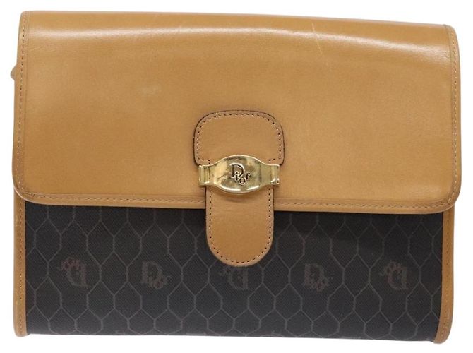 Borsa a spalla in tela a nido d'ape PVC nera e dorata Auth BA4862 Christian Dior Nero D'oro - vista 13