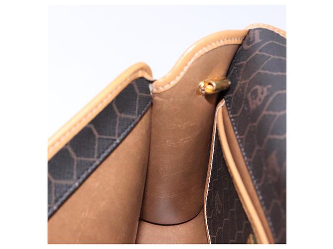 Borsa a spalla in tela a nido d'ape PVC nera e dorata Auth BA4862 Christian Dior Nero D'oro - vista 21