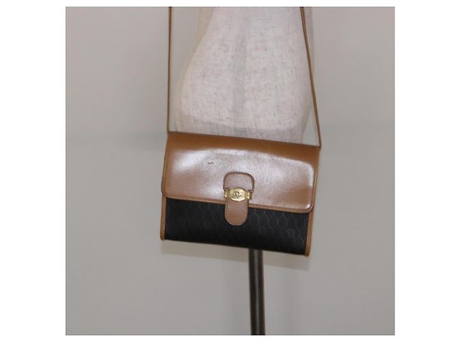 Borsa a spalla in tela a nido d'ape PVC nera e dorata Auth BA4862 Christian Dior Nero D'oro - vista 22