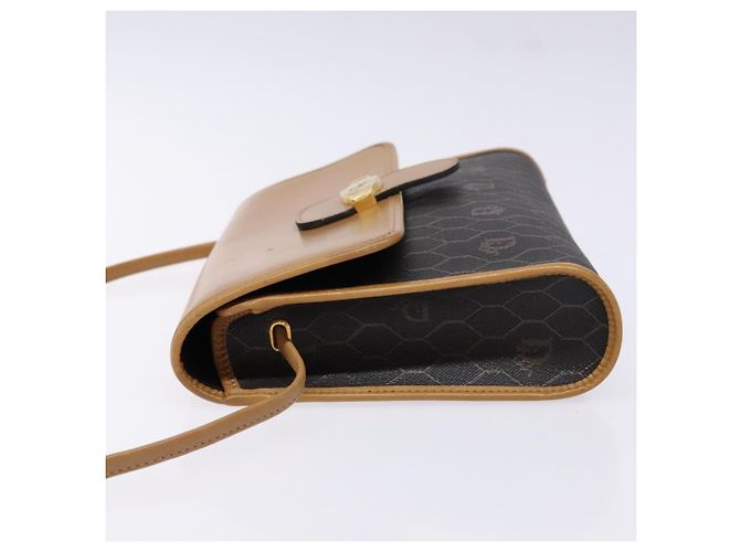 Borsa a spalla in tela a nido d'ape PVC nera e dorata Auth BA4862 Christian Dior Nero D'oro - vista 4