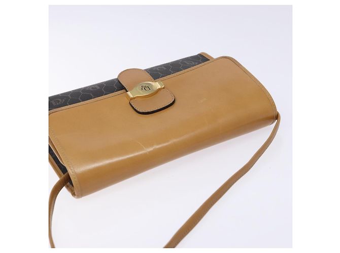 Borsa a spalla in tela a nido d'ape PVC nera e dorata Auth BA4862 Christian Dior Nero D'oro - vista 6