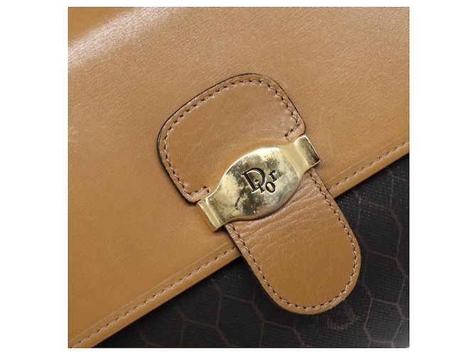 Borsa a spalla in tela a nido d'ape PVC nera e dorata Auth BA4862 Christian Dior Nero D'oro - vista 9