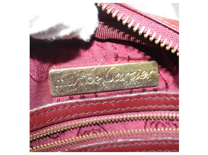 Cartier Borsa a spalla Must Line in pelle bordeaux e oro Auth bs28999 D'oro Bordò - vista 11