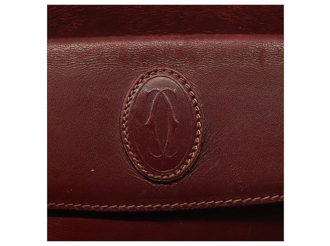 Cartier Borsa a spalla Must Line in pelle bordeaux e oro Auth bs28999 D'oro Bordò - vista 17