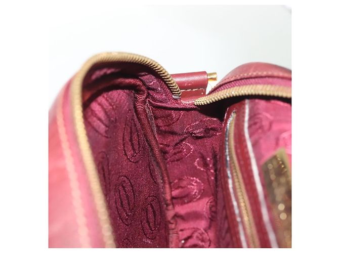 Cartier Borsa a spalla Must Line in pelle bordeaux e oro Auth bs28999 D'oro Bordò - vista 19