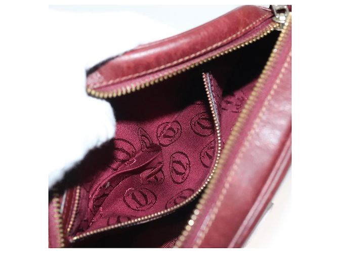 Cartier Borsa a spalla Must Line in pelle bordeaux e oro Auth bs28999 D'oro Bordò - vista 20