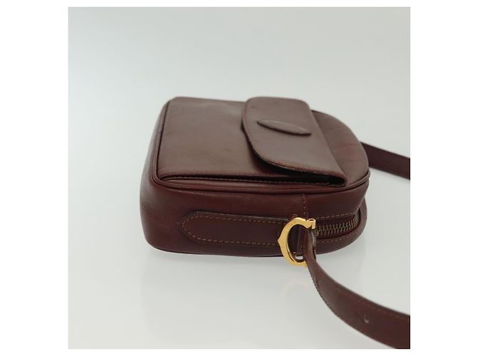 Cartier Borsa a spalla Must Line in pelle bordeaux e oro Auth bs28999 D'oro Bordò - vista 3