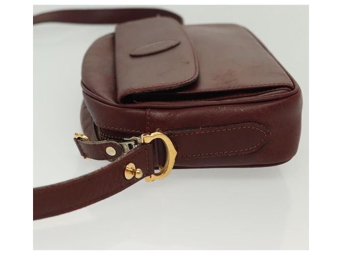 Cartier Borsa a spalla Must Line in pelle bordeaux e oro Auth bs28999 D'oro Bordò - vista 4