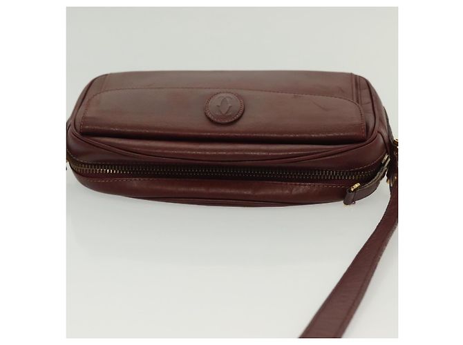 Cartier Borsa a spalla Must Line in pelle bordeaux e oro Auth bs28999 D'oro Bordò - vista 6