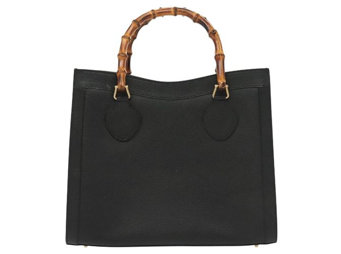 Borsa a mano in pelle nera e oro GUCCI Bamboo 002 2122 0260 Auth ep10191 Nero D'oro - vista 13
