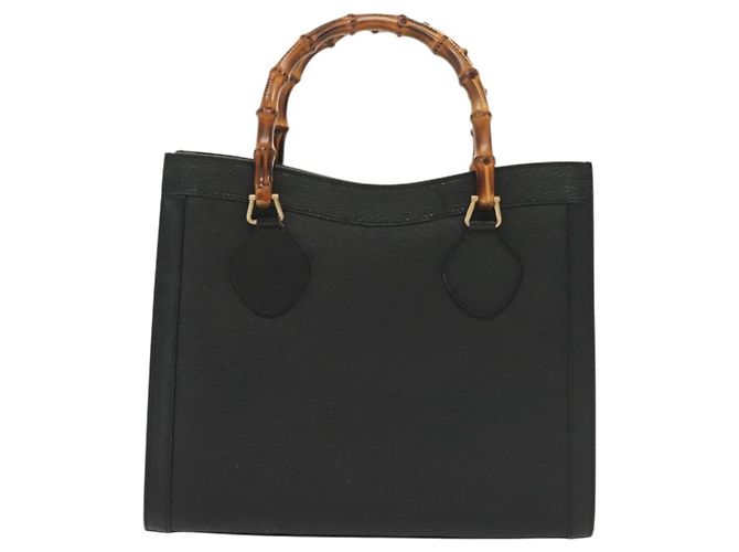 Borsa a mano in pelle nera e oro GUCCI Bamboo 002 2122 0260 Auth ep10191 Nero D'oro - vista 2