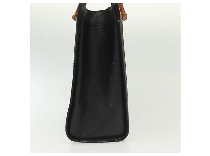 Borsa a mano in pelle nera e oro GUCCI Bamboo 002 2122 0260 Auth ep10191 Nero D'oro - vista 3