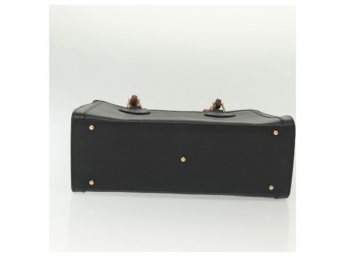 Borsa a mano in pelle nera e oro GUCCI Bamboo 002 2122 0260 Auth ep10191 Nero D'oro - vista 6
