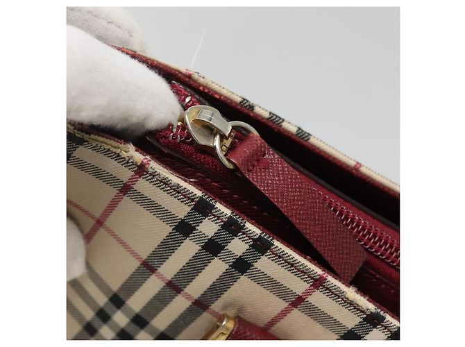 Borsa Tote Nova Check Burberry Canvas Beige Oro Auth BA5105 D'oro - vista 10