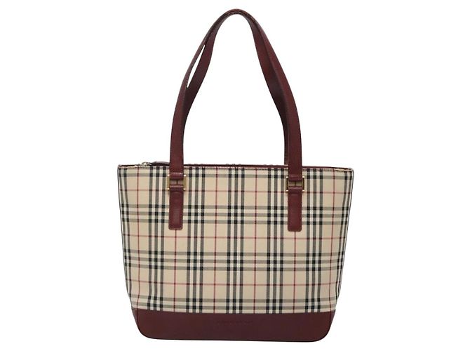 Borsa Tote Nova Check Burberry Canvas Beige Oro Auth BA5105 D'oro - vista 13
