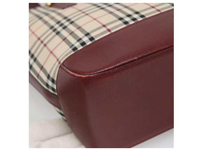 Borsa Tote Nova Check Burberry Canvas Beige Oro Auth BA5105 D'oro - vista 14
