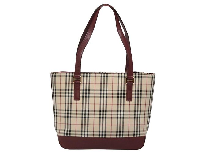 Borsa Tote Nova Check Burberry Canvas Beige Oro Auth BA5105 D'oro - vista 2