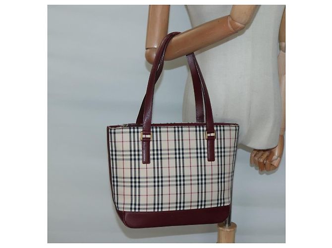 Borsa Tote Nova Check Burberry Canvas Beige Oro Auth BA5105 D'oro - vista 24