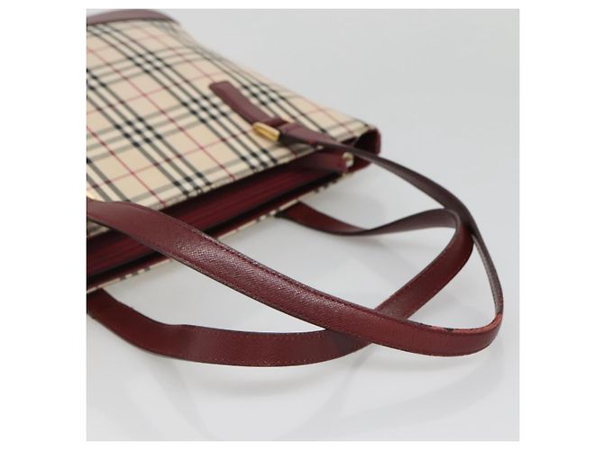 Borsa Tote Nova Check Burberry Canvas Beige Oro Auth BA5105 D'oro - vista 7