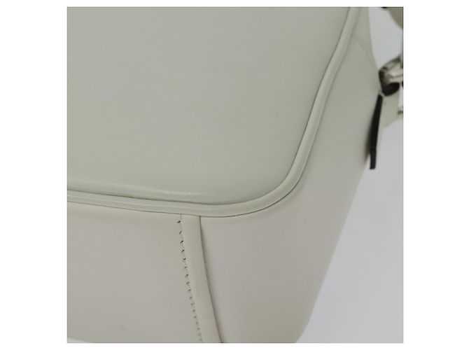 Prada Bolsa de Ombro de Couro Branca Prata Auth BA5096 Branco - vista 17
