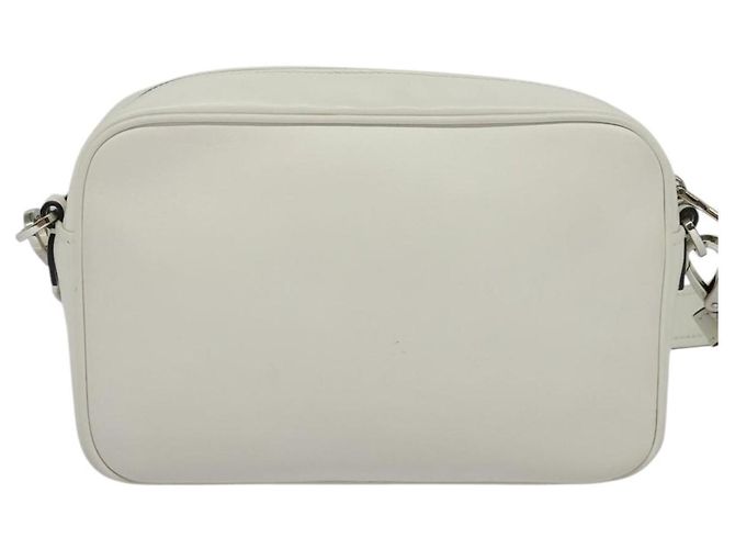 Prada Bolsa de Ombro de Couro Branca Prata Auth BA5096 Branco - vista 2