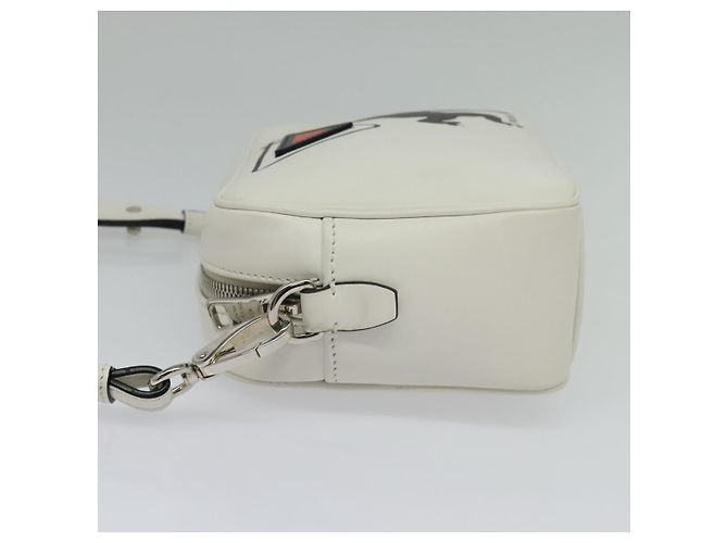 Prada Bolsa de Ombro de Couro Branca Prata Auth BA5096 Branco - vista 3