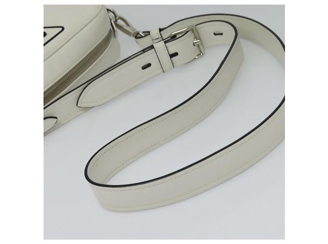 Prada Bolsa de Ombro de Couro Branca Prata Auth BA5096 Branco - vista 7