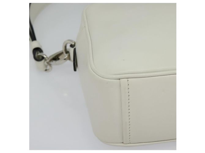Prada Bolsa de Ombro de Couro Branca Prata Auth BA5096 Branco - vista 8