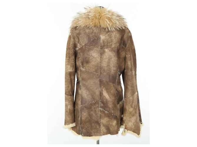Abrigo de piel marrón Balmain Castaño - vista 4