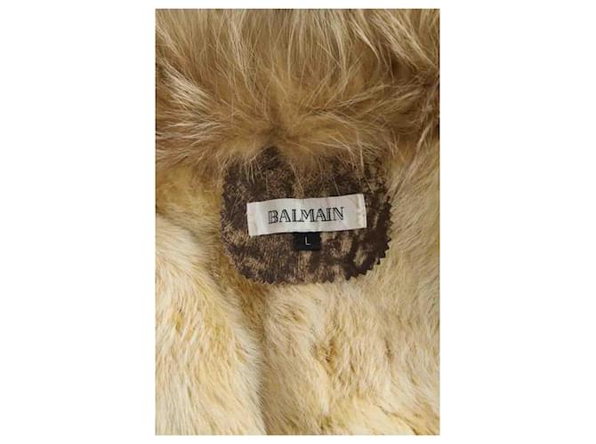 Abrigo de piel marrón Balmain Castaño - vista 5