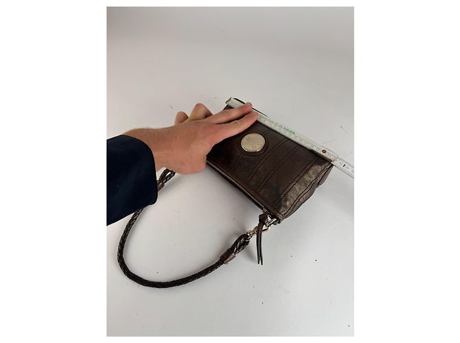 Céline Vintage Celine Lederhandtasche Bronze Braun - vista 10