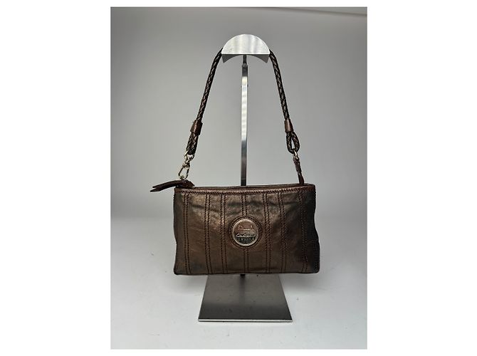 Céline Vintage Celine Lederhandtasche Bronze Braun - vista 9