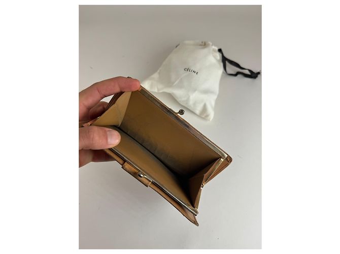 Céline Vintage Celine Paris Triomphe Leather Wallet beige - view 11