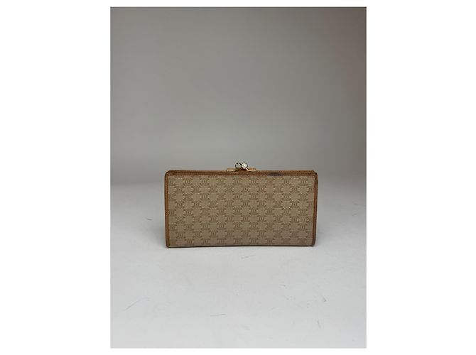 Céline Vintage Celine Paris Triomphe Leather Wallet beige - view 2