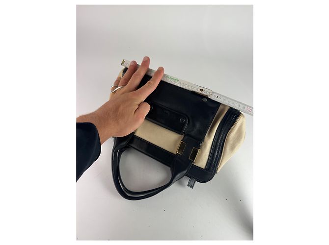 Chloé Vintage Chloe Leder Tasche beige schwarz - Ansicht 12