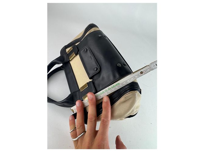 Chloé Vintage Chloe Leder Tasche beige schwarz - Ansicht 13