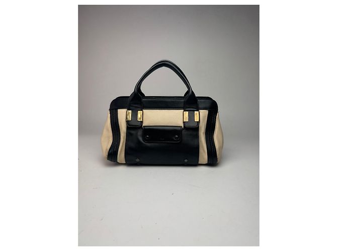 Chloé Vintage Chloe Leder Tasche beige schwarz - Ansicht 15