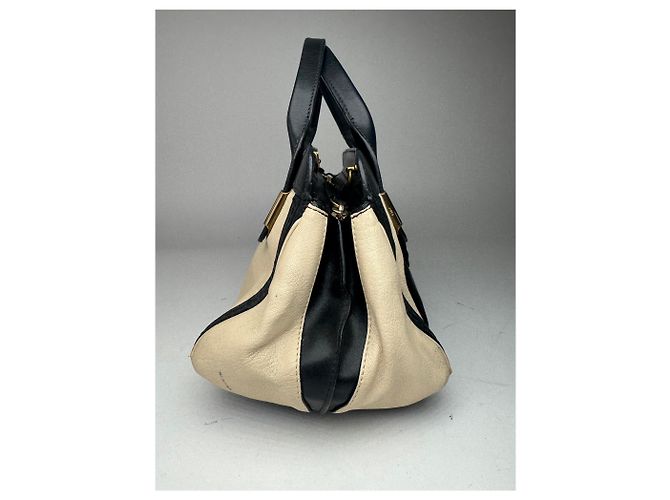 Chloé Vintage Chloe Leder Tasche beige schwarz - Ansicht 2