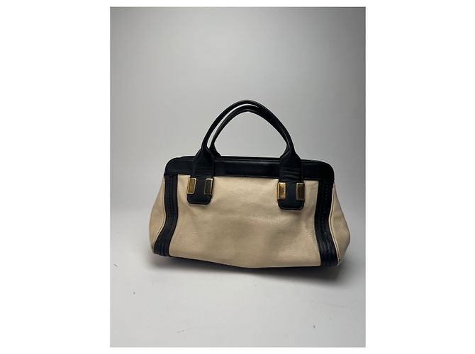 Chloé Vintage Chloe Leder Tasche beige schwarz - Ansicht 3