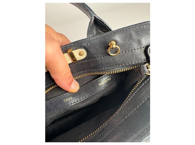 Chloé Vintage Chloe Leder Tasche beige schwarz - Ansicht 4