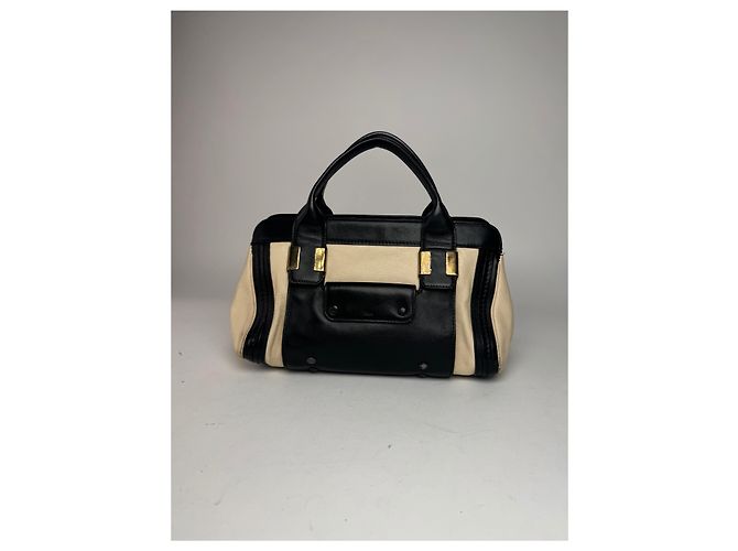 Chloé Vintage Chloe Leder Tasche beige schwarz - Ansicht 6