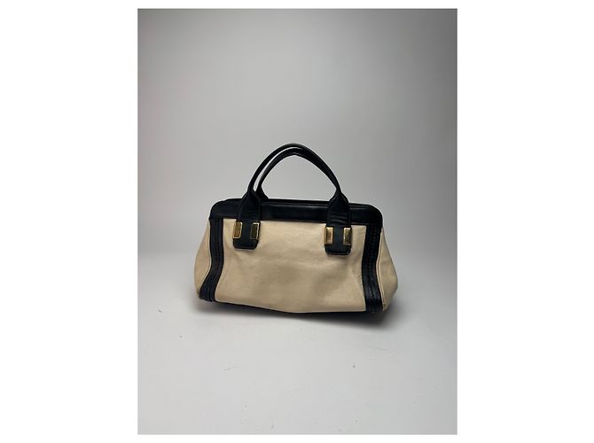 Chloé Vintage Chloe Leder Tasche beige schwarz - Ansicht 7