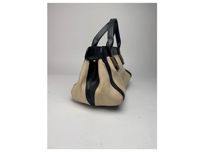 Chloé Vintage Chloe Leder Tasche beige schwarz - Ansicht 8