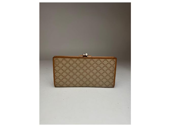 Céline Vintage Celine Paris Monogram Leather Wallet beige - view 2