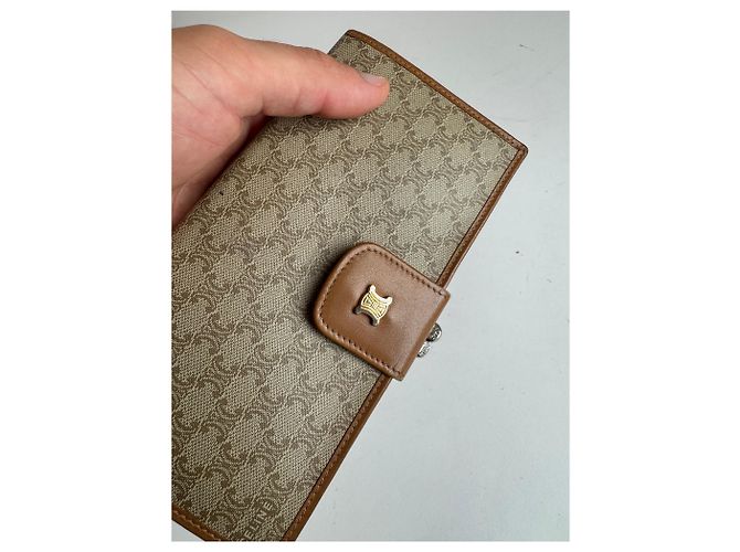 Céline Vintage Celine Paris Monogram Leather Wallet beige - view 3