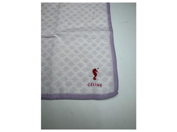 Céline Bufanda vintage Celine Paris monograma beige púrpura - vista 2