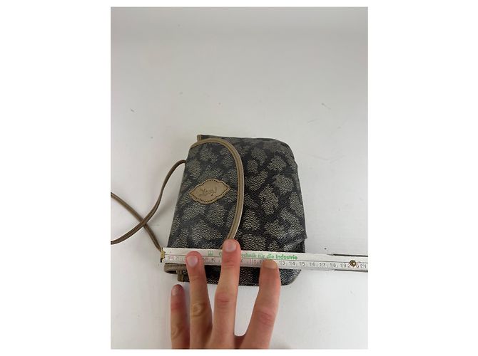 Vintage Yves Saint Laurent Lederhandtasche grau schwarz - Ansicht 14